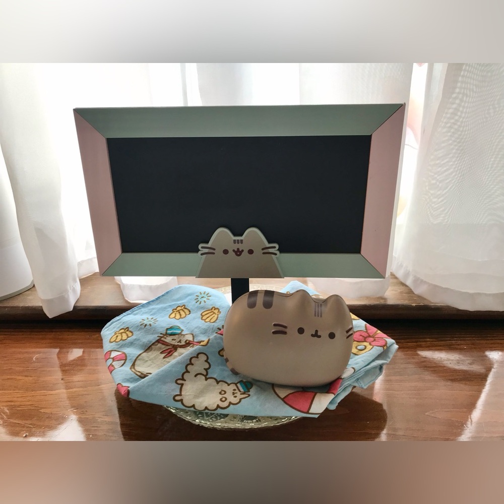 Lot PUSHEEN Cat Mini Tabletop Chalkboard Slow Rise Stress Ball Handkerchief Lot